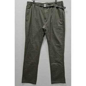 Kavu Hit The Road Pants Men L Dusty Sage Green Elastic Waist Belt Stretch Pocket